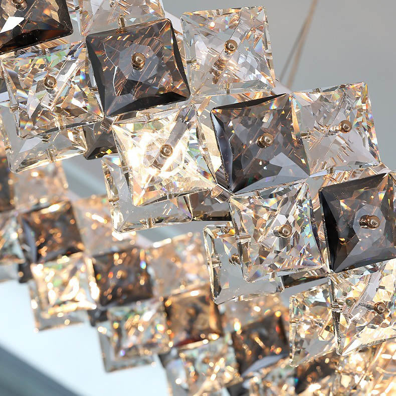 Modern Crystal Circular Chandelier with Plated Hardware for Living Room