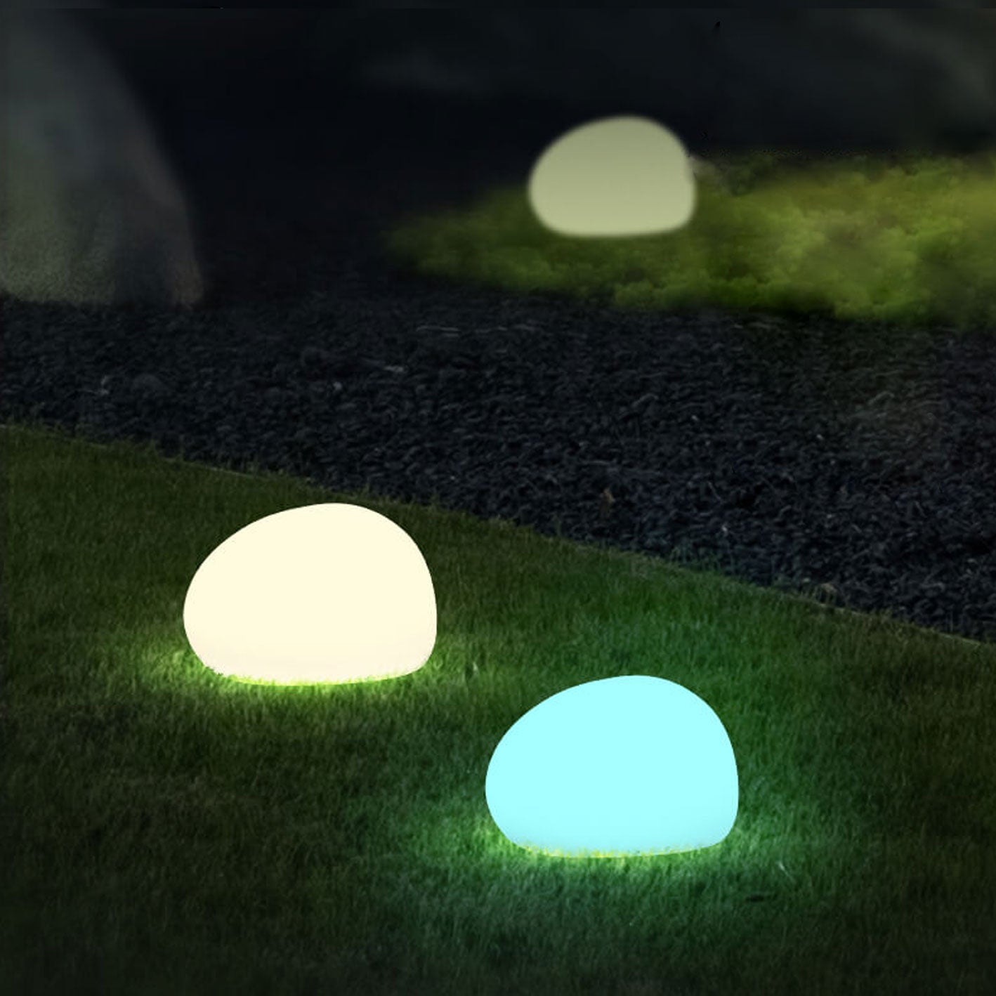Bright White Solar-Powered Waterproof PE Spherical LED Lawn Lights