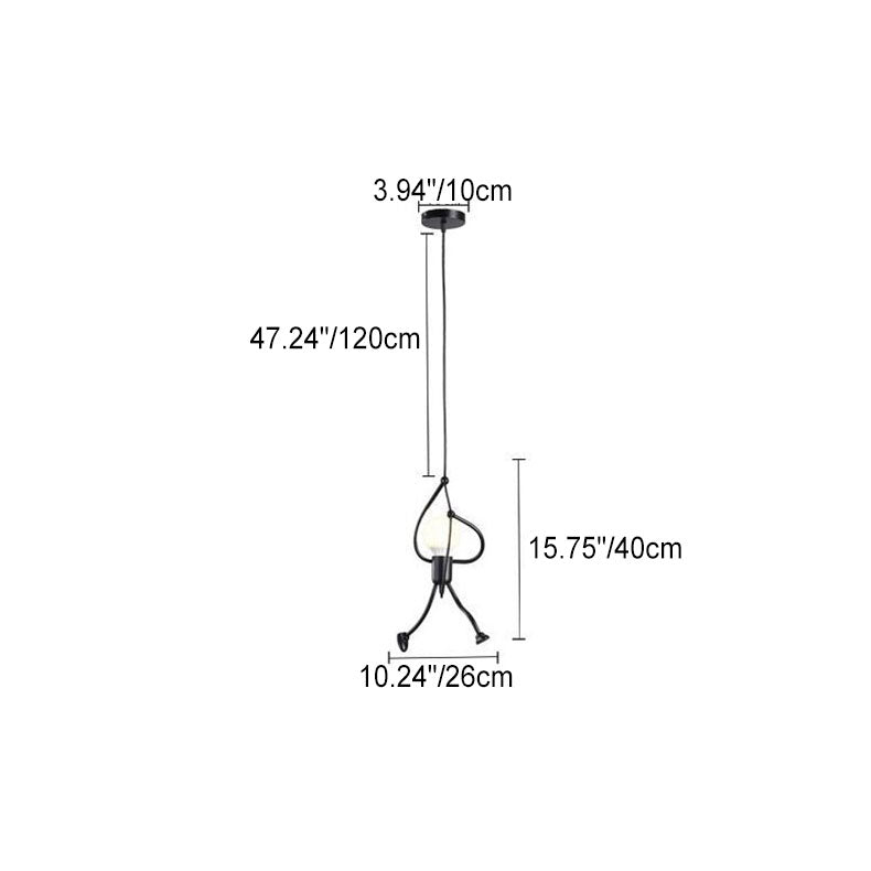 Modern Black Iron and Resin Hanging Figurine Chandelier for Living Room