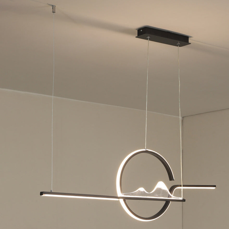 Contemporary Black LED Chandelier Pendant Light for Dining Room & Foyer