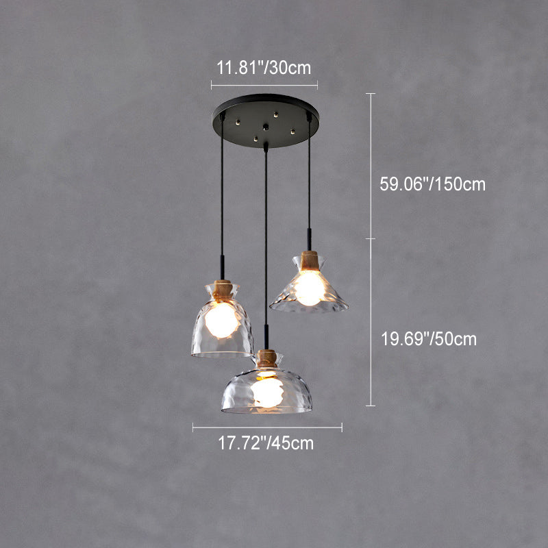 Scandinavian Clear Rippled Glass Pendant Light for Kitchen or Dining Room