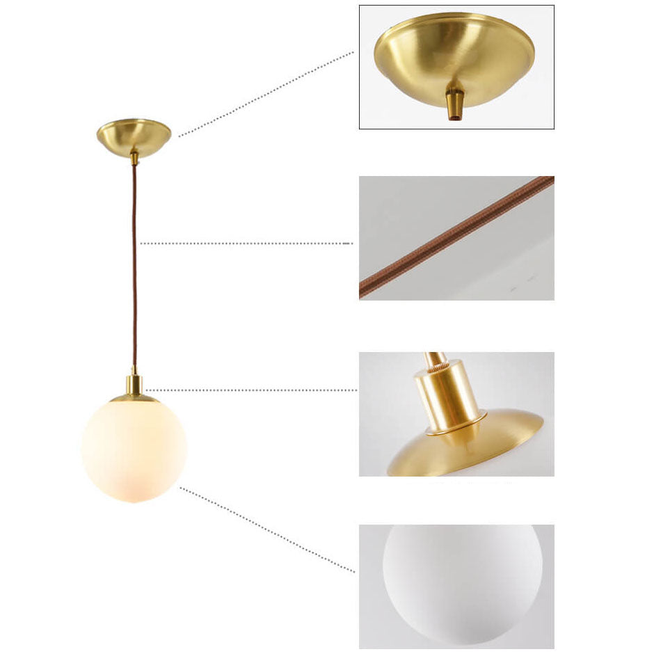 Modern White Orb 1-Light Pendant Fixture for Bedroom Nordic Minimalism