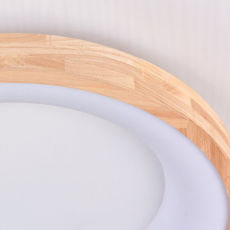 Scandinavian Style Natural Wood LED Flush Mount Ceiling Light for Hallway