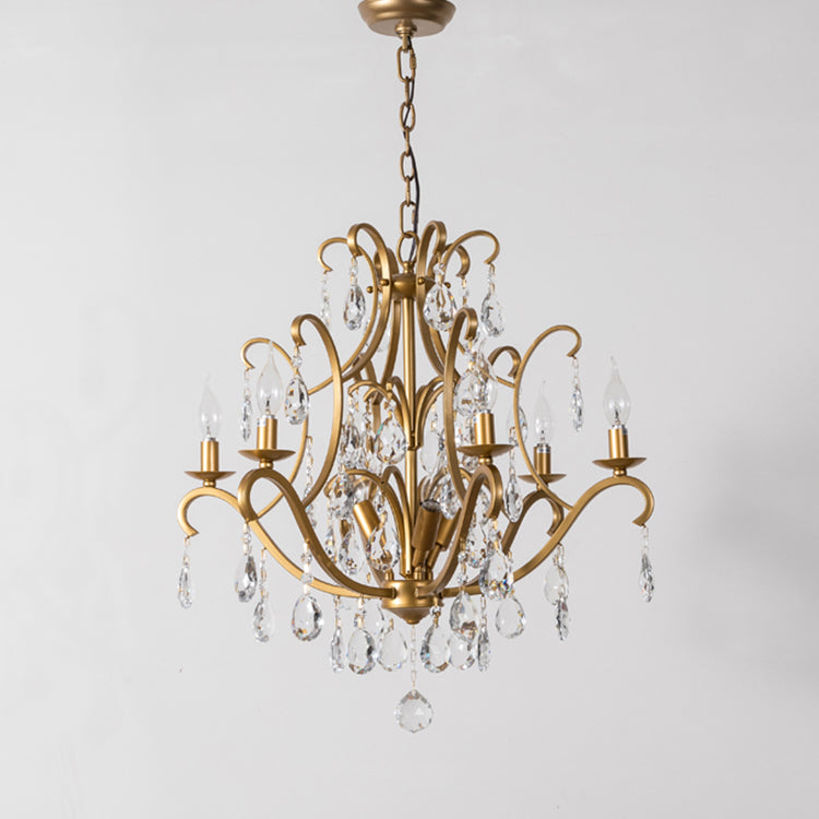 Classic French Crystal Candelabra Iron Chandelier for Living Room Elegance