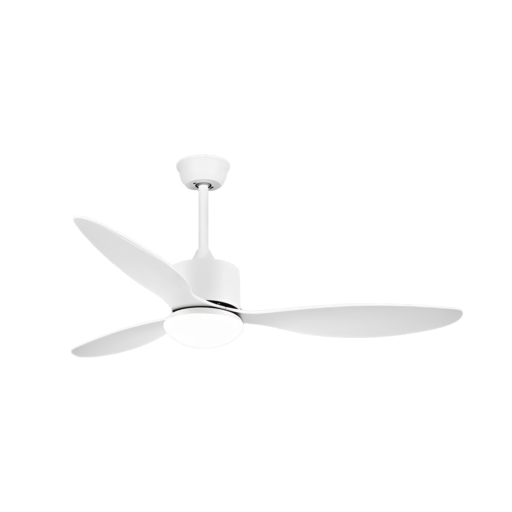 Modern White Ceiling Fan with 3 Blades, LED Lights, and Remote for Living Room