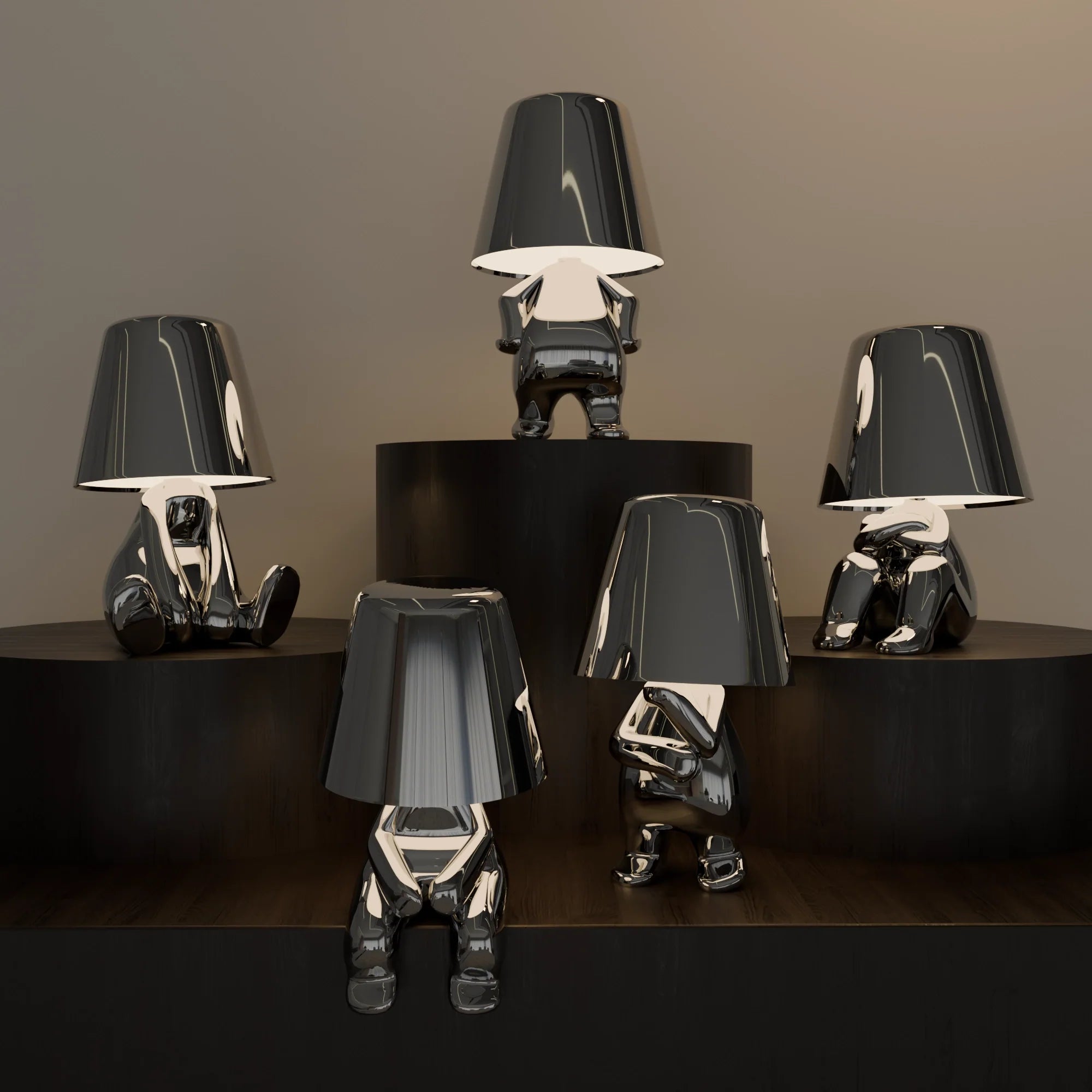 Contemporary Silver Metal Table Lamps for Living Room Bedroom Decor