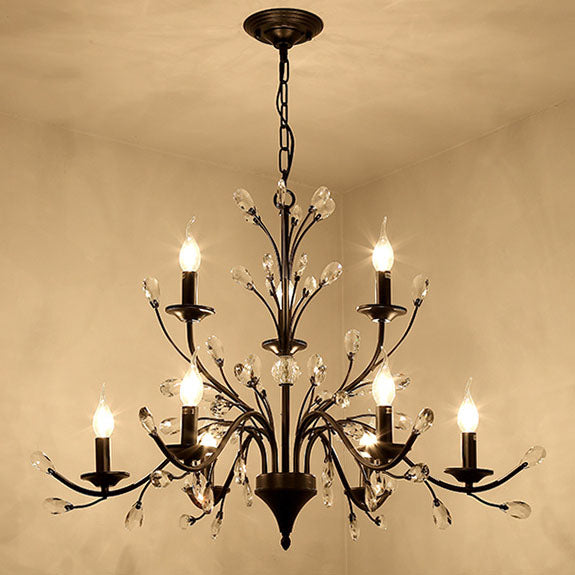 Rustic Black Iron Candelabra Chandelier for Vintage Dining Room Lighting