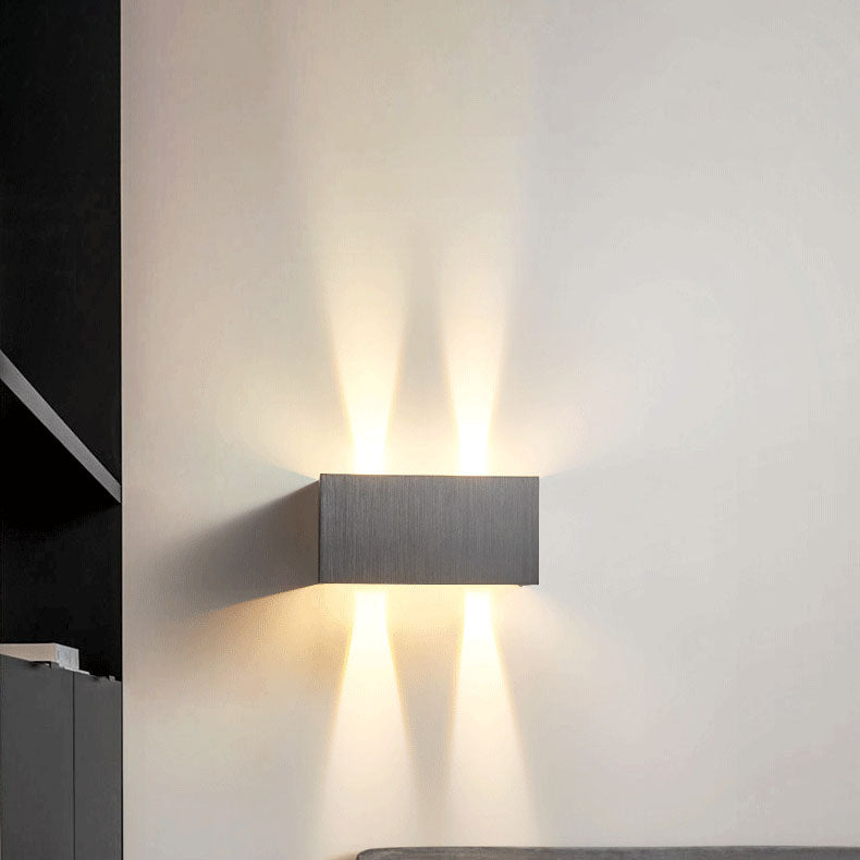 Modern Gray Aluminum Square LED Wall Sconce Lamp for Entryway Lighting