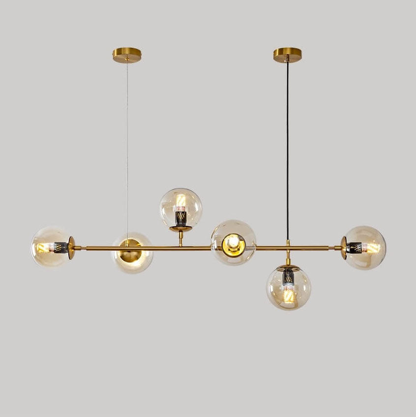 Vibrant Nordic Minimalist 6-Light Glass Orb Chandelier for Kitchen Island