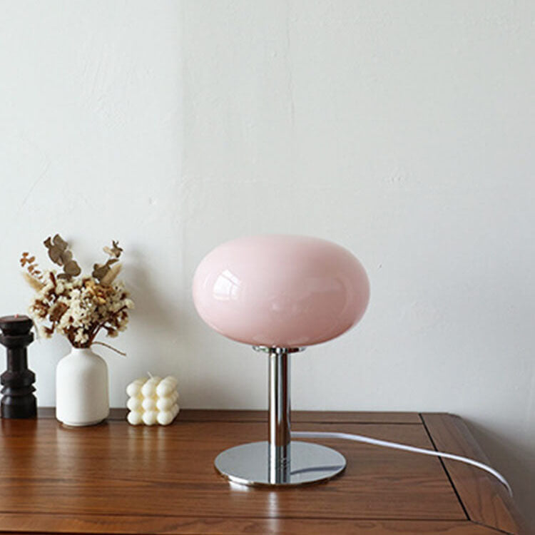 Modern Nordic Round Iron and Glass Table Lamp for Bedroom Decor