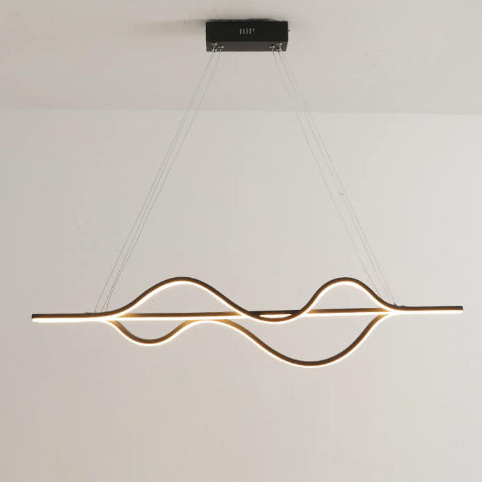 Sleek Black Metal LED Island Chandelier for Modern Kitchen Lighting