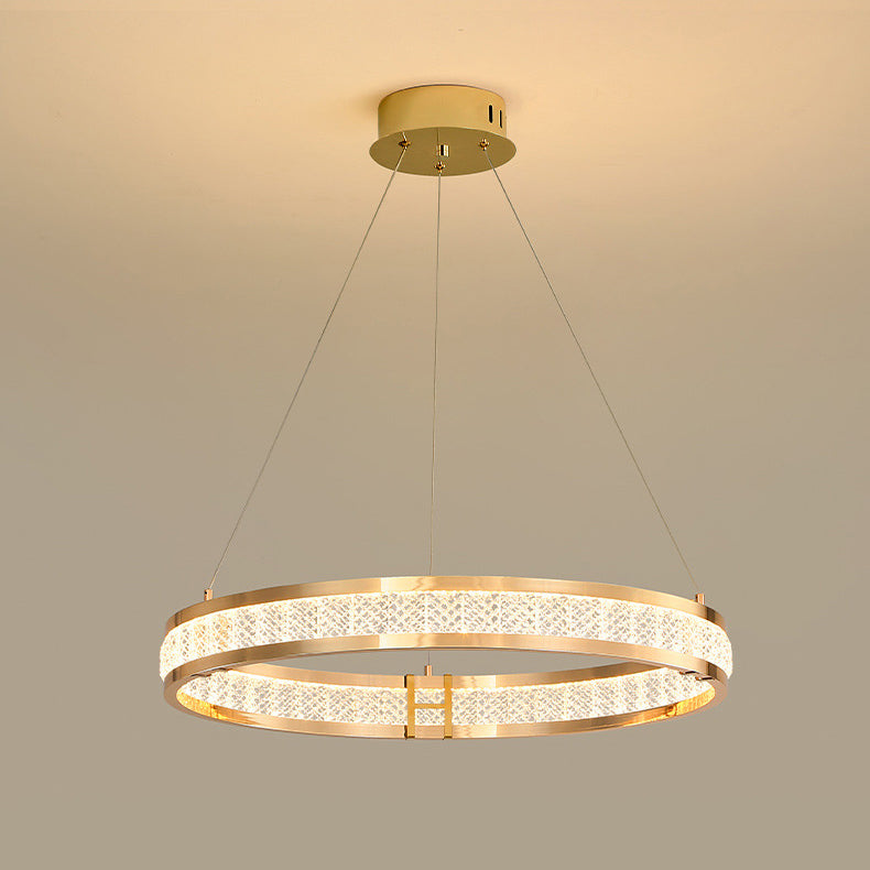 Modern Silver Aluminum Crystal Circle LED Chandelier for Dining Room