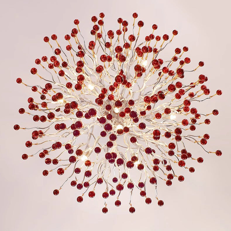 Modern Crystal LED Chandelier with Aluminum Branch Design for Dining Room