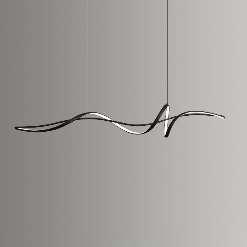 Sleek Aluminum LED Wave Strip Chandelier Light for Dining Room Island