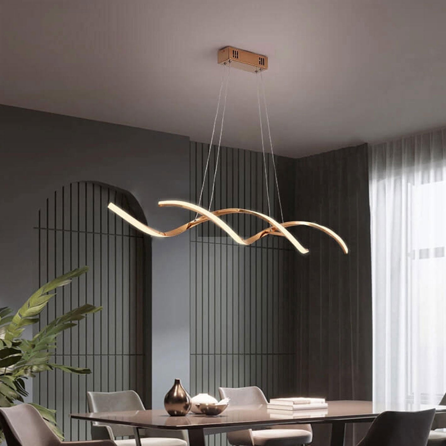 Sleek Modern Minimalist LED Chandelier Pendant Light for Kitchen Island