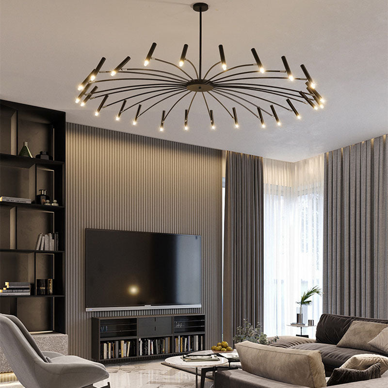 Modern Round Radioactive Iron Aluminum Chandelier for Living Room Lighting