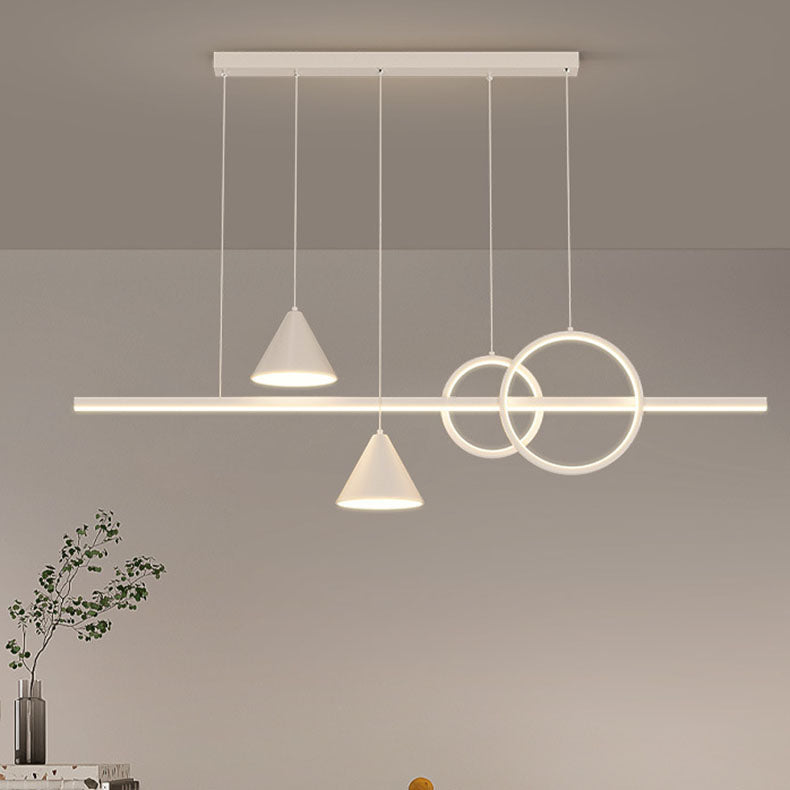 Contemporary Black Iron & Acrylic LED Chandelier for Dining Room Island