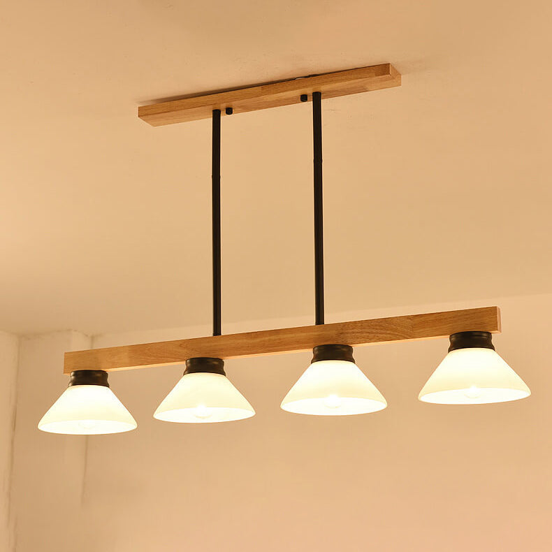 Nordic Pine Wood Cone Pendant Chandelier for Kitchen Island Lighting