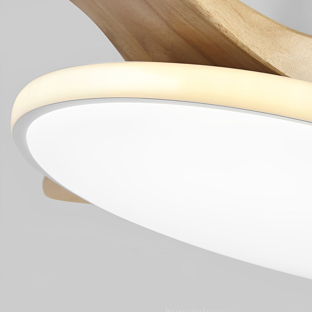Nordic Wooden LED Ceiling Fan Light with Remote - 3 Step Dimming, Modern