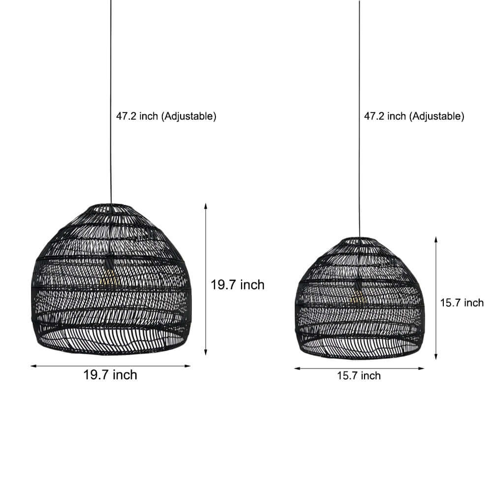 Natural Rattan Woven Dome Pendant Light for Boho Living Room Decor