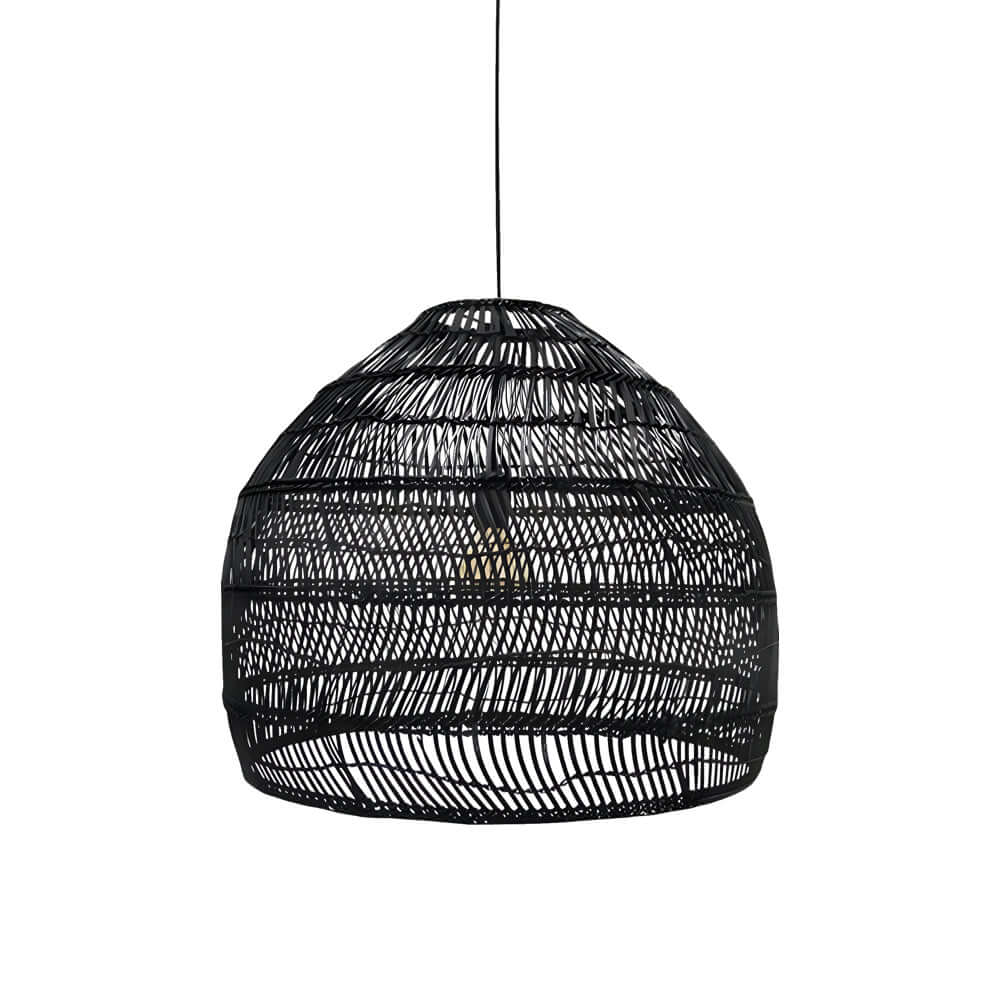 Natural Rattan Woven Dome Pendant Light for Bohemian Living Room Decor