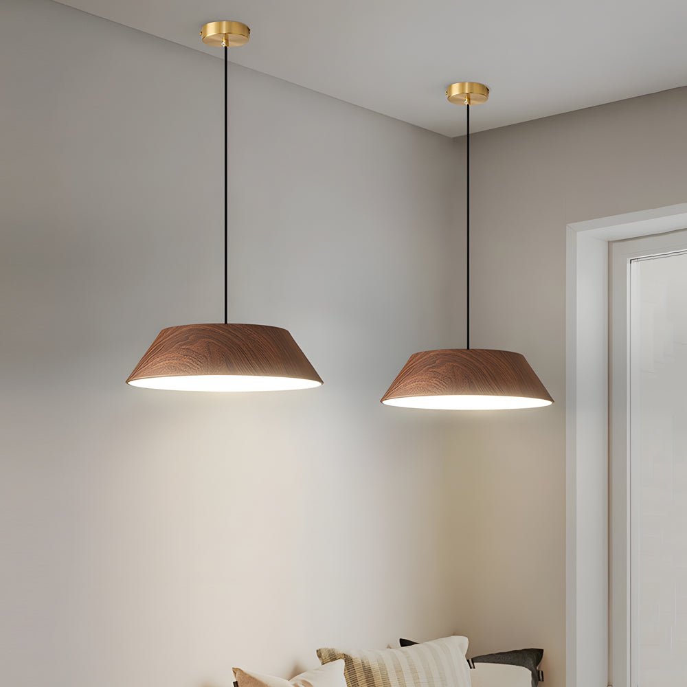 15.74" Japanese Style Wood LED Pendant Light for Dining Room Decor