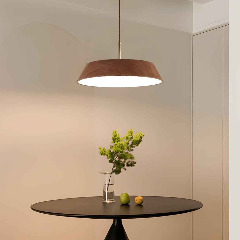 15.74-Inch Rustic Wood LED Pendant Light for Kitchen or Dining Room