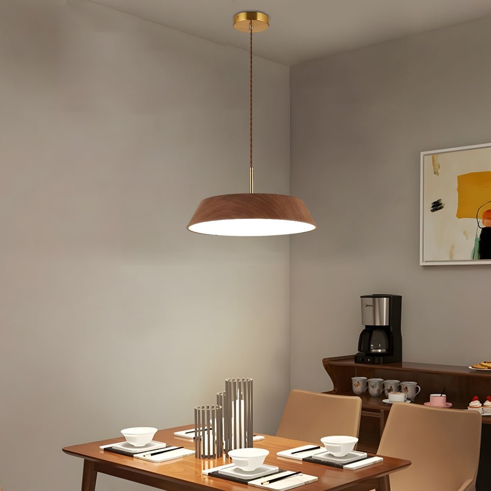 15.74" Japanese Style Wood LED Pendant Light for Dining Room Decor