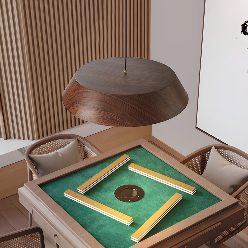 15.74" Japanese Style Wood LED Pendant Light for Dining Room Decor