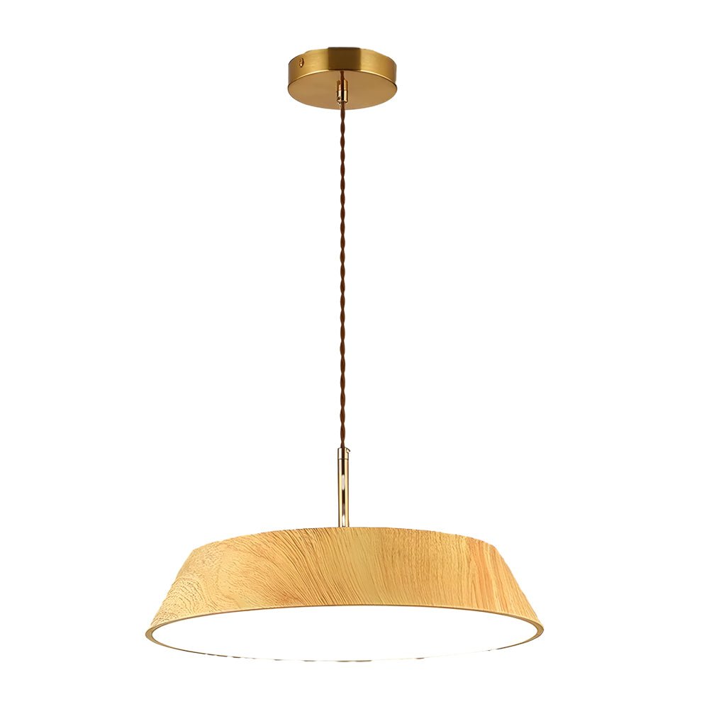 15.74" Japanese Style Wood LED Pendant Light for Dining Room Decor