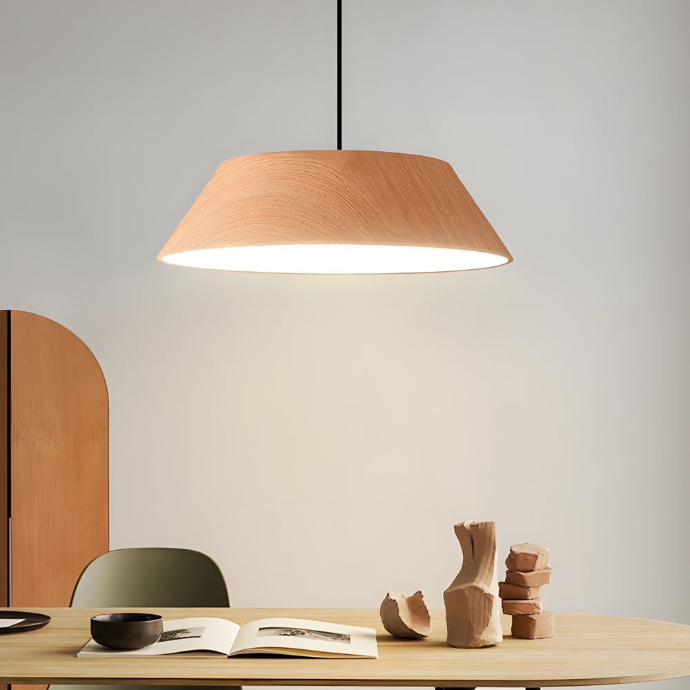 15.74-Inch Rustic Wood LED Pendant Light for Kitchen or Dining Room