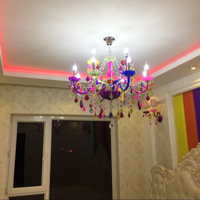 Elegant European Glass Crystal Candle Chandelier for Living Room Décor