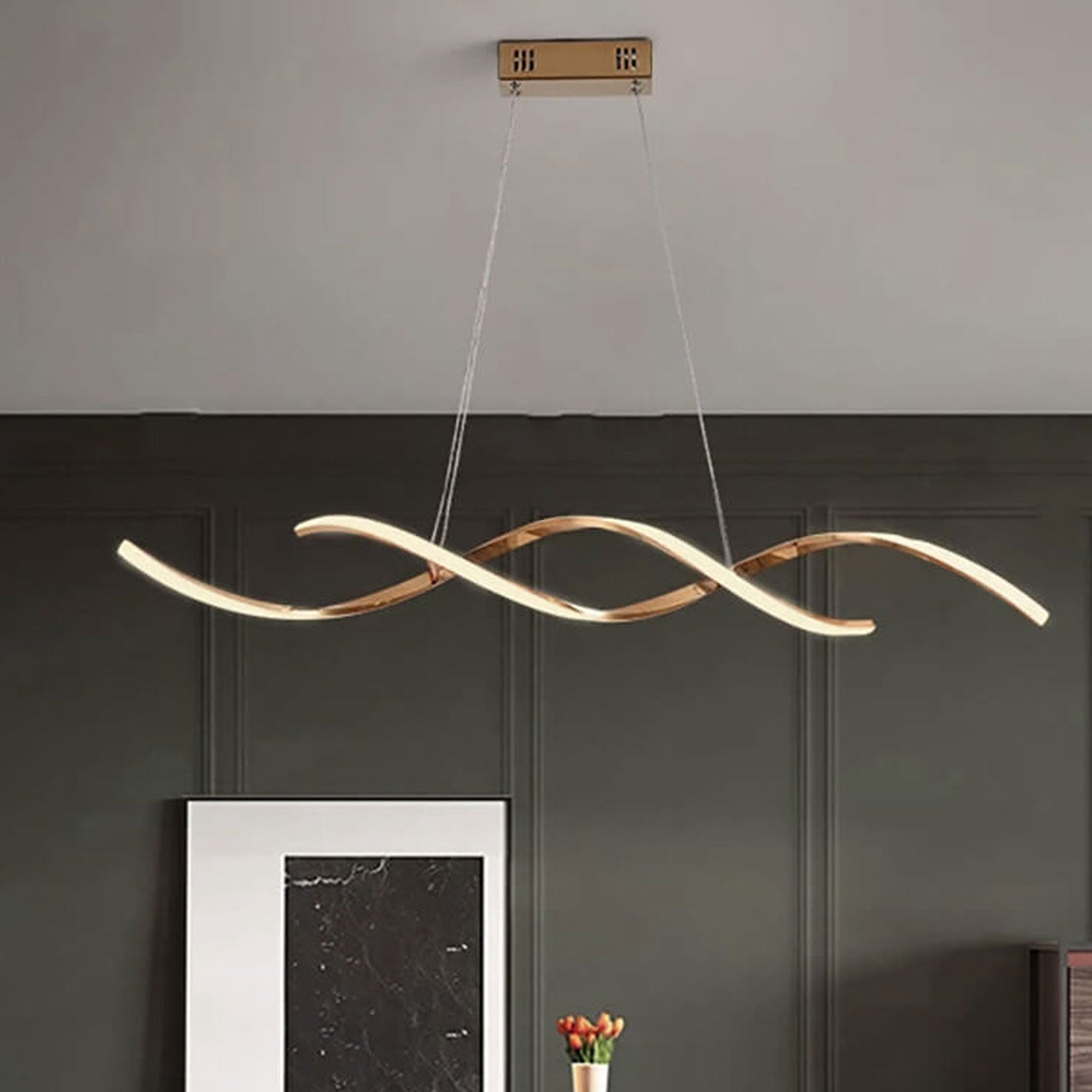 Sleek Modern Minimalist LED Chandelier Pendant Light for Kitchen Island