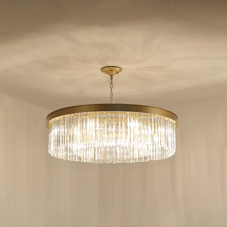 Modern Iron 8-Light Round Crystal Chandelier for Luxurious Living Room
