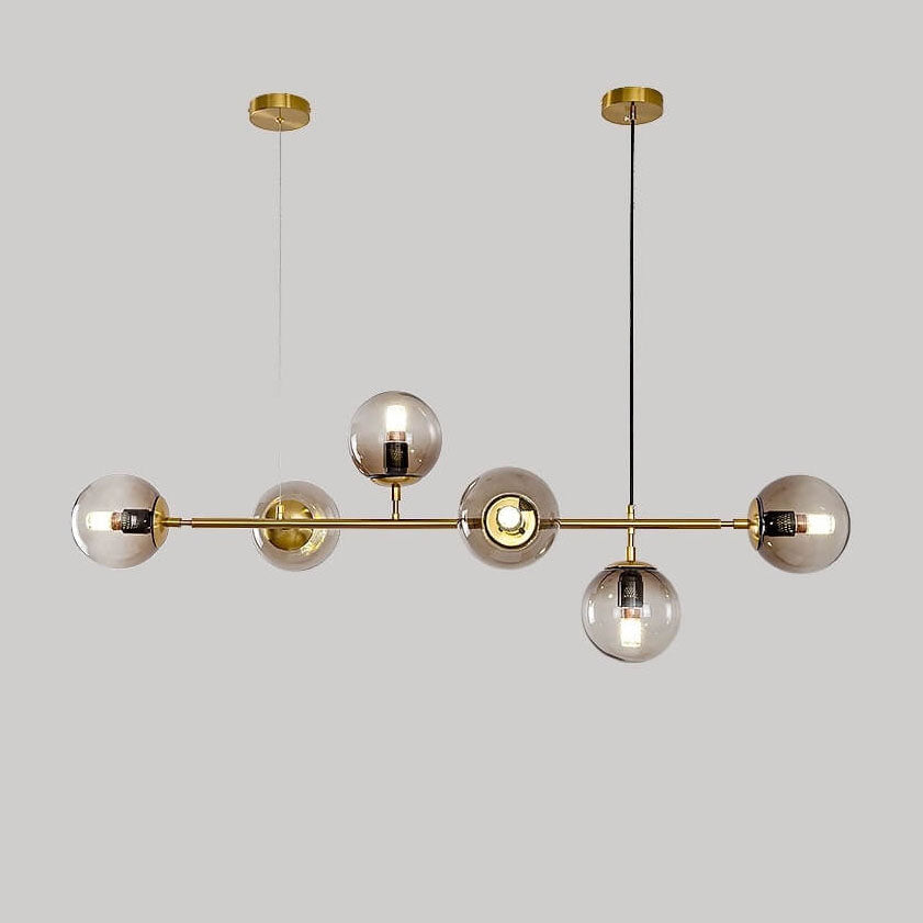 Vibrant Nordic Minimalist 6-Light Glass Orb Chandelier for Kitchen Island