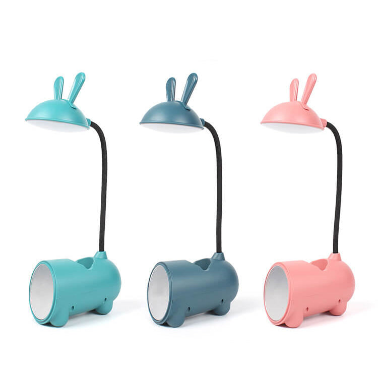 Whimsical White Rabbit LED Touch USB Desk Lamp for Home Office Decor