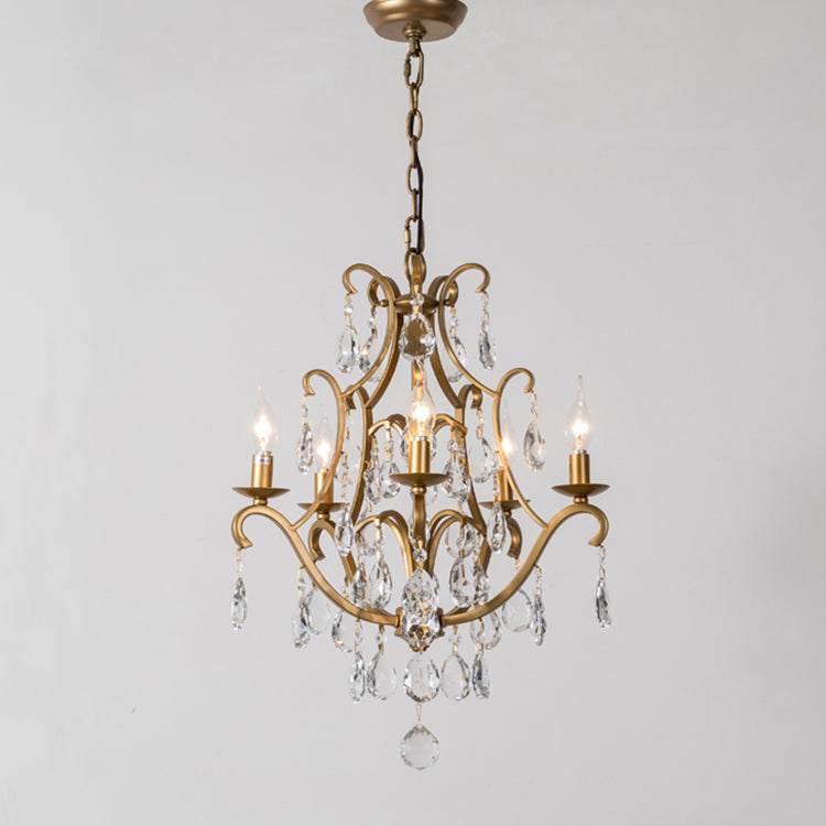 Classic French Crystal Candelabra Iron Chandelier for Living Room Elegance