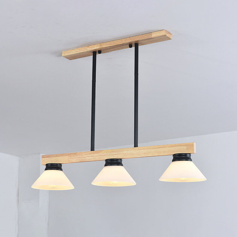 Nordic Pine Wood Cone Pendant Chandelier for Kitchen Island Lighting