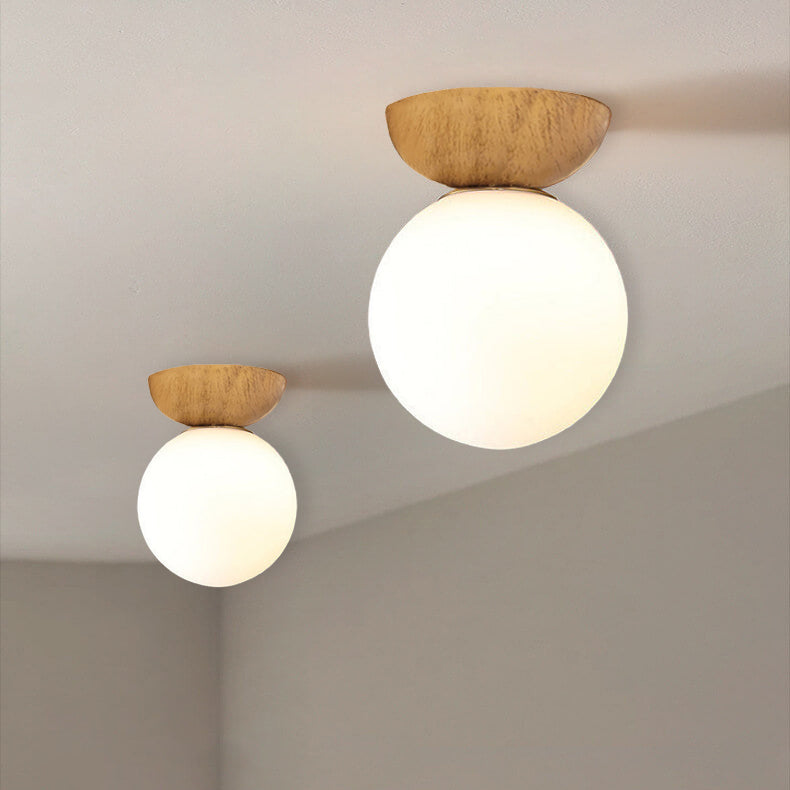 Contemporary Glass Iron Orb Semi-Flush Mount Light for Living Room