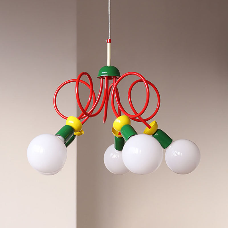 Scandinavian Black Orb Glass Chandelier, 2/3/5 Lights for Bedroom
