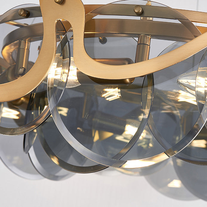 Modern Gold Finish Glass Cloud Texture Chandelier for Living Room 8/10 Lights
