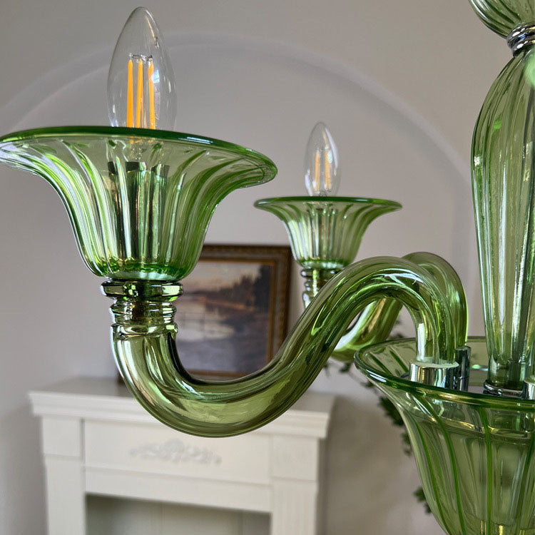 Elegant Iron and Glass 6-Light French Candelabra Chandelier for Living Room