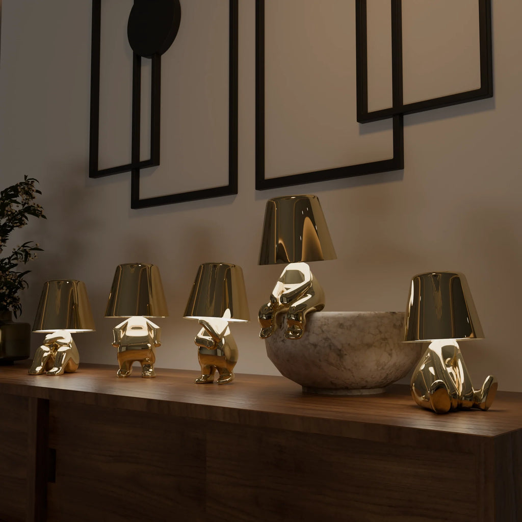 Elegant Gold Table Lamp Set – Modern Decor for Living Room & Office