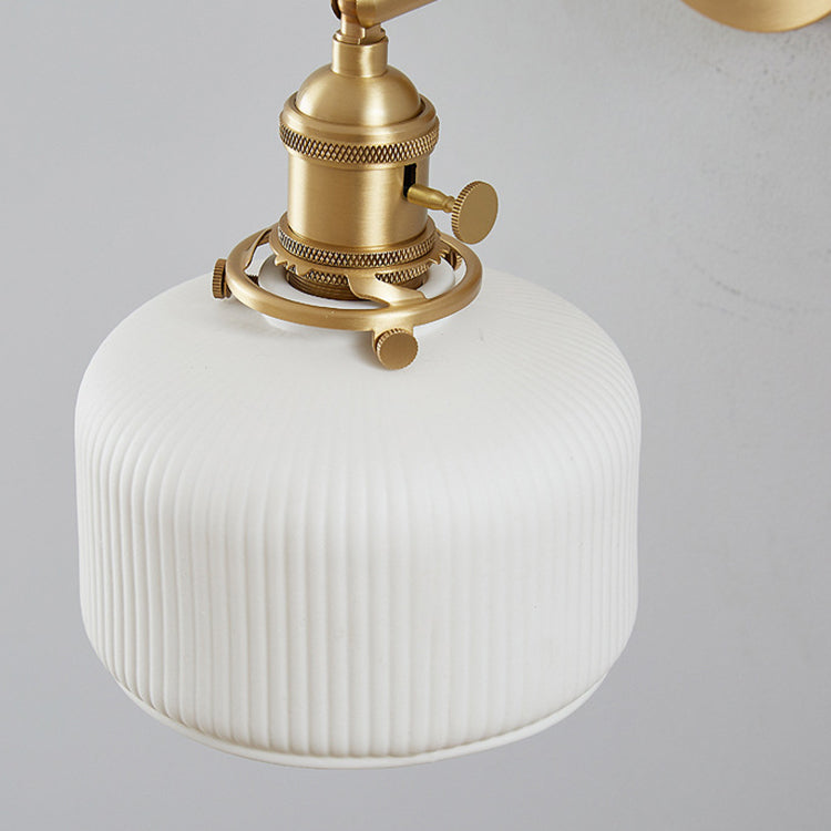 Contemporary White Striped Ceramic Wall Sconce Lamp for Entryway Decor