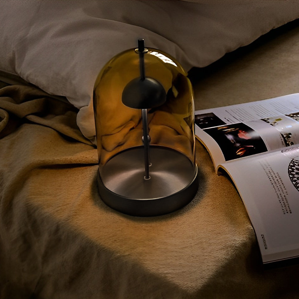 Modern Smoky Glass Dome Ambient Lamp for Living Room or Bedroom Decor