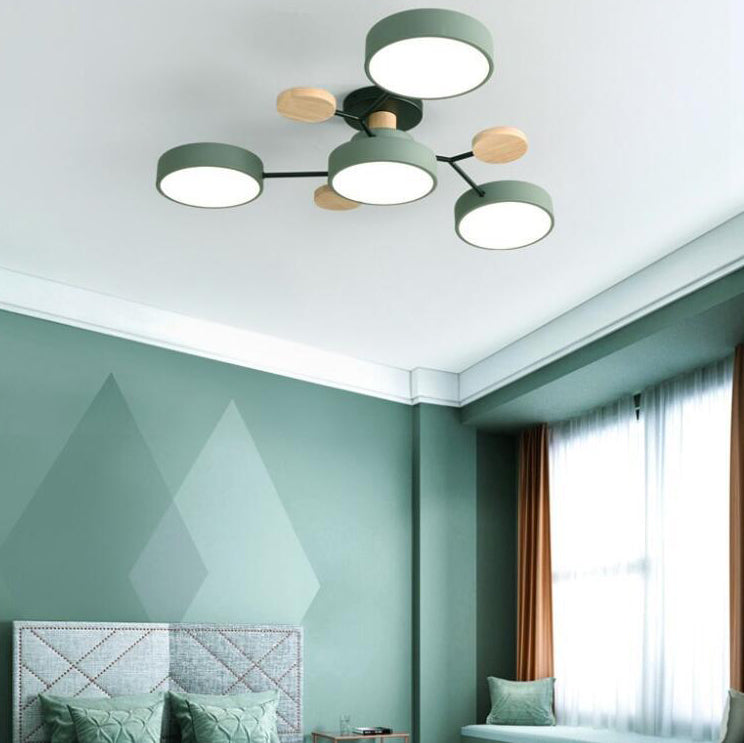 Scandinavian Round LED Semi-Flush Mount Light for Modern Living Room