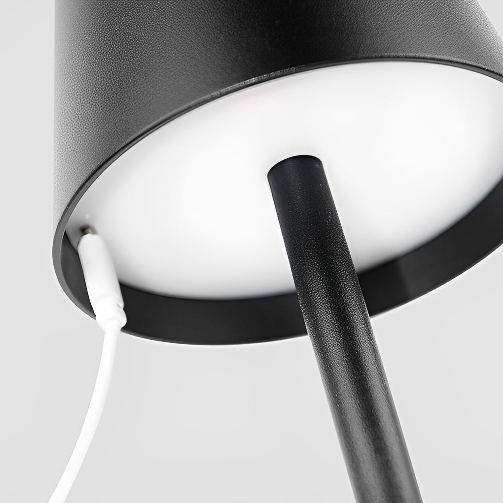 Stylish Aluminum Portable Rechargeable Touch-Control Table Lamp - Grey
