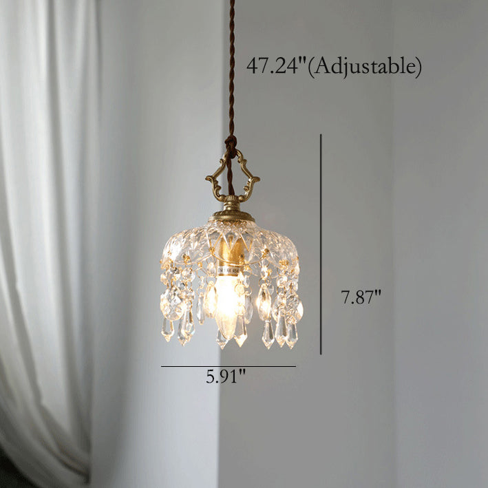 Elegant Vintage Floral Crystal Pendant Light Fixture for Dining Room