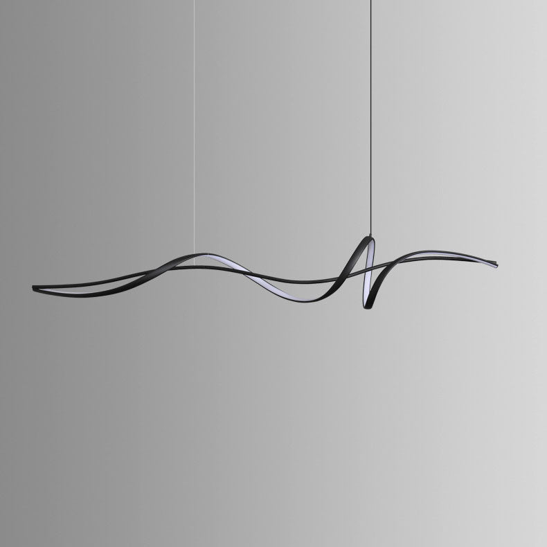 Sleek Aluminum LED Wave Strip Chandelier Light for Dining Room Island