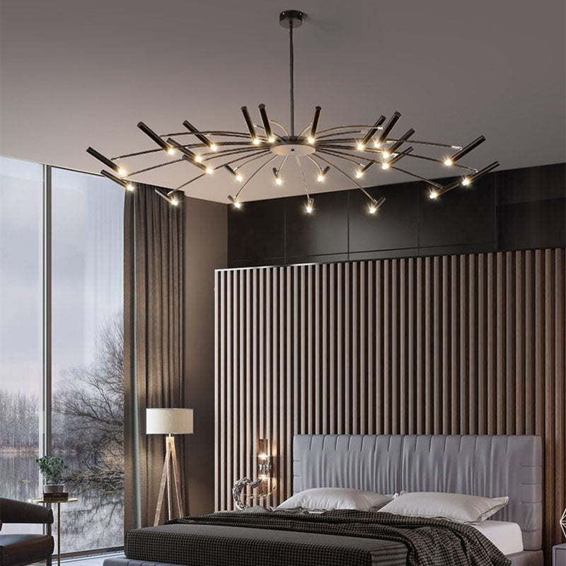 Modern Round Radioactive Iron Aluminum Chandelier for Living Room Lighting